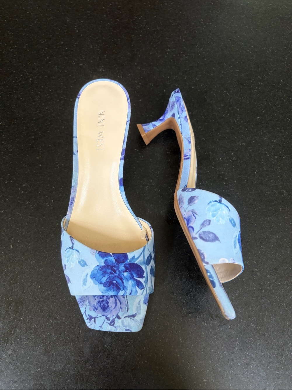 Nine West Light Blue Floral Slip-On Heel
